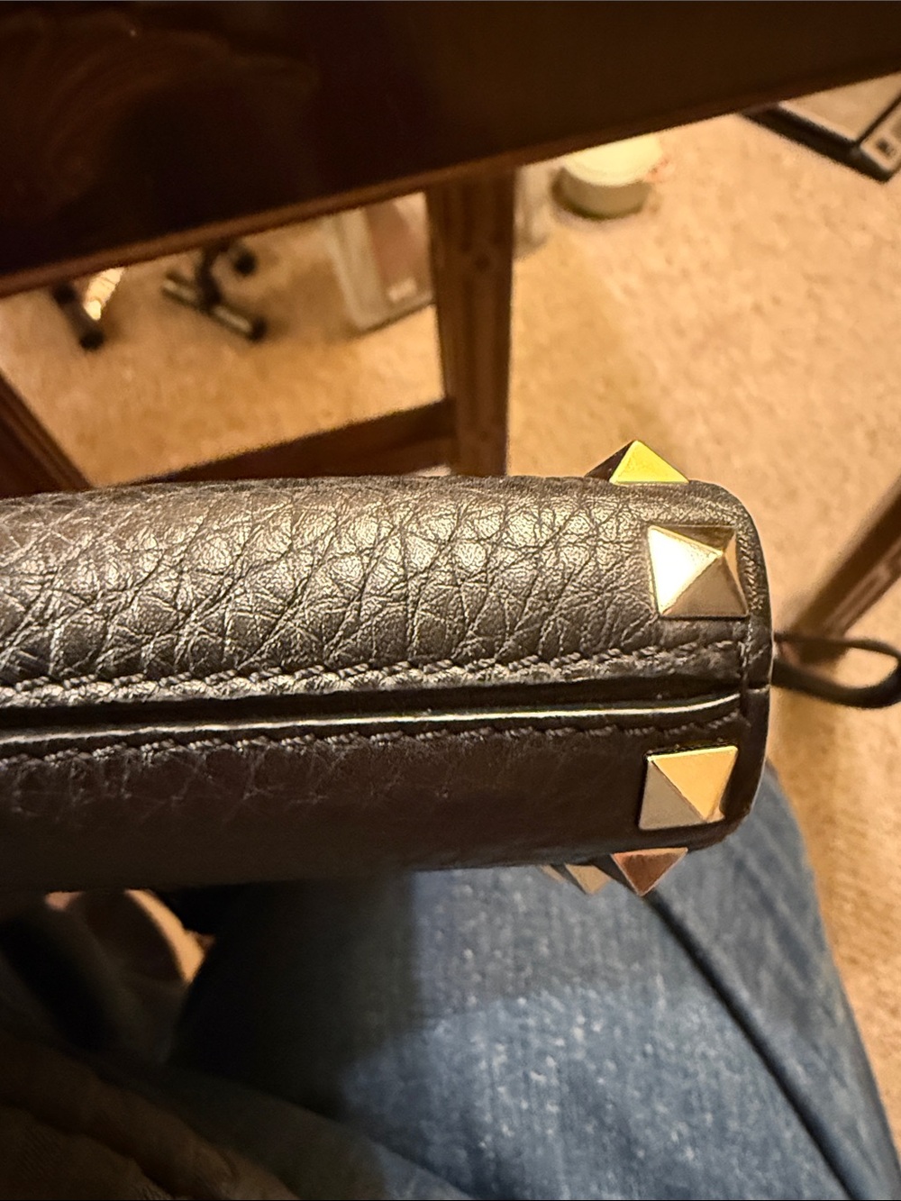 Valentino Garavani Rockstud Leather Tote - Black - Picture 14 of 16